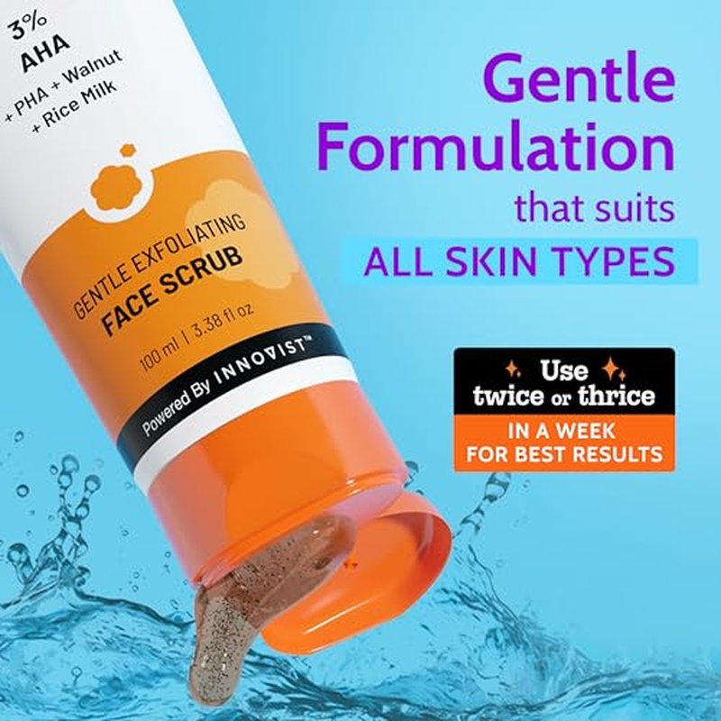 Chemist At Play Gentle Exfoliating Face Scrub with Mandelic Acid & Walnuts | Removes Dead Skin & Blackheads | Detans |Gives Instant Glow| Face Scrub for Women & Men | 100ml