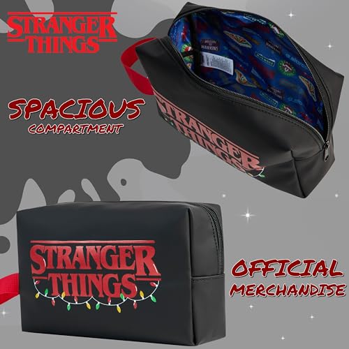 Stranger Things Wash Bag for Women Men Teenagers Makeup Bag Travel Toiletry Bag Gym Holiday Grooming - Gifts for Her (Black/Red)