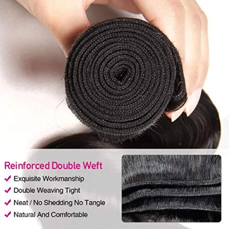 UNice Hair Brazilian Body Wave Human Hair 1 Bundle 26 inch 100% Unprocessed Virgin Human Hair Weave Extensions Natural Black Color Can be Dyed and Bleached