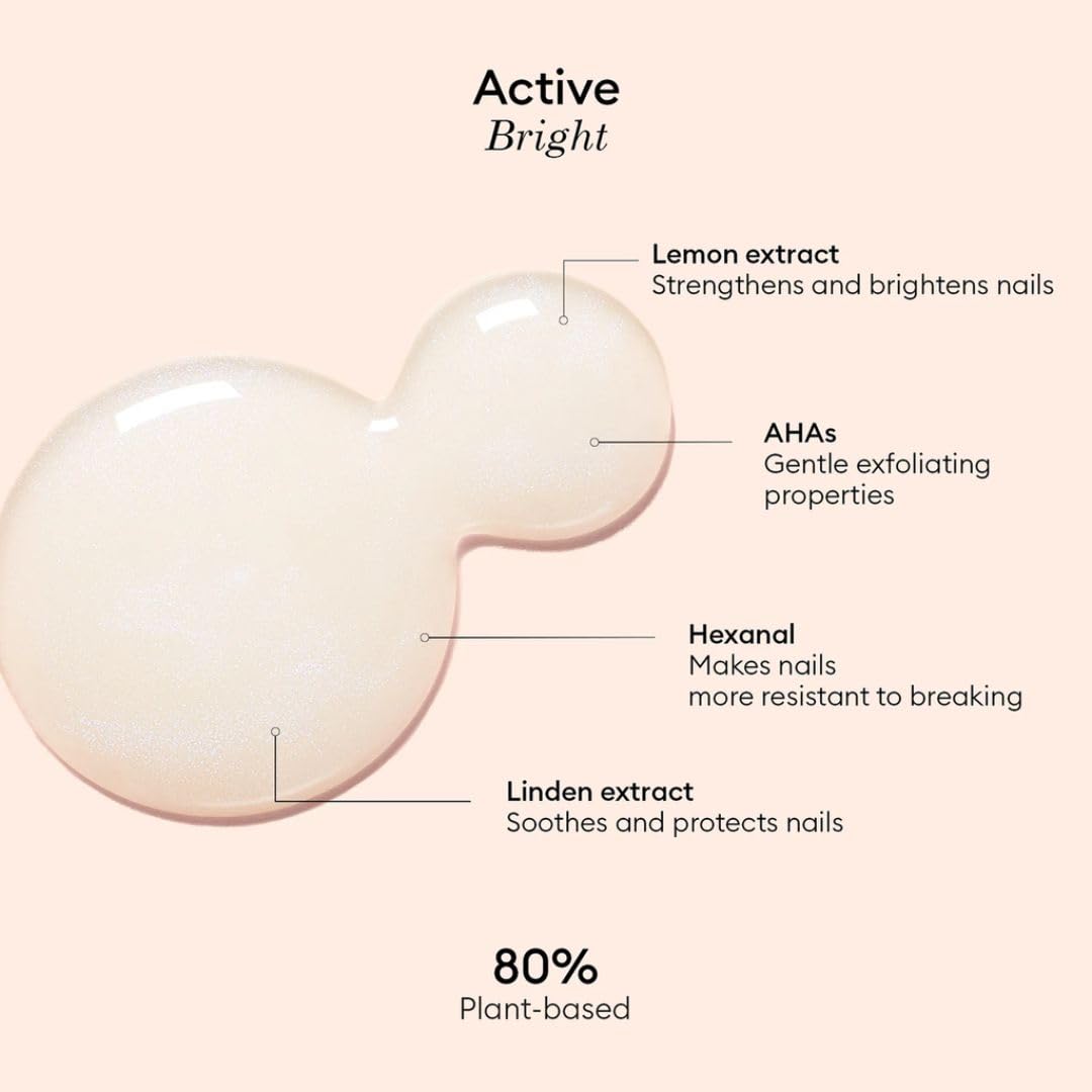 Manucurist Active Bright All in One Nail Perfector: Brightening Care Nail Polish - No Lamp - Vegan & Made in France - White Nail Polish - Nail Strengthener - Gifts for Women