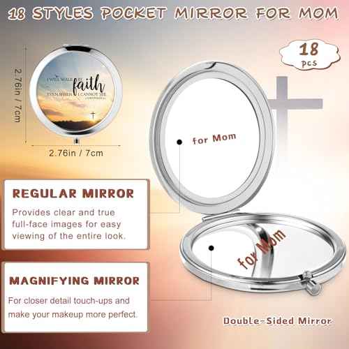 18 Pcs Christian Compact Mirrors Gifts for Women Bulk Religious Pocket Mirror with Bible Verse Inspirational Scripture Quote Church Gifts for Ladies Church Congregation Group Party Favors