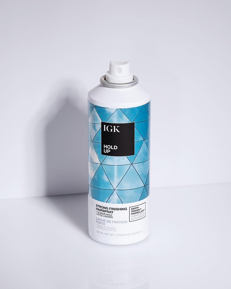 IGK HOLD UP Strong Hold Finishing Hairspray | Strong Hold + No Crunch + High Gloss | Vegan + Cruelty-Free | 5 Oz