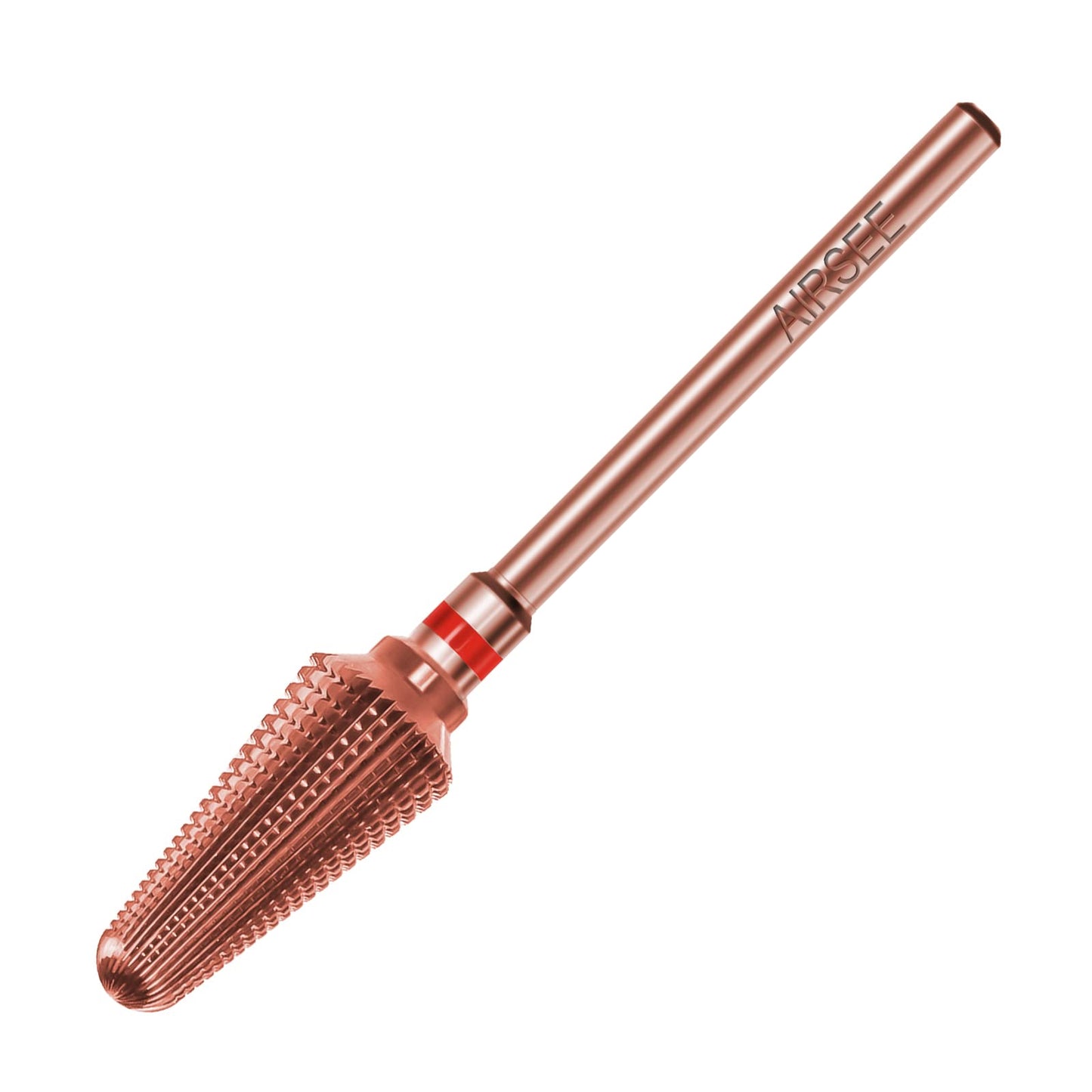 AIRSEE Tungsten Carbide Acrylic Nail Drill Bit Efile Electric File Machine Head Tips for Manicure Polishing Fast Remove Gel 3/32" Shank Right Hand Advanced Salon Tech Rose Gold Tornado Fine-F