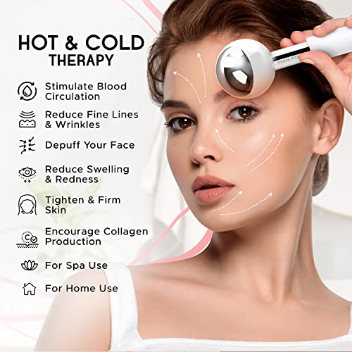 Ice Globes for Facials | Unbreakable Steel Cooling Roller | Cryo Sticks for Face | Massager for Face Neck & Eyes | Skin Care for Dark Circles, Puffiness, Wrinkles, Collagen Production (White)