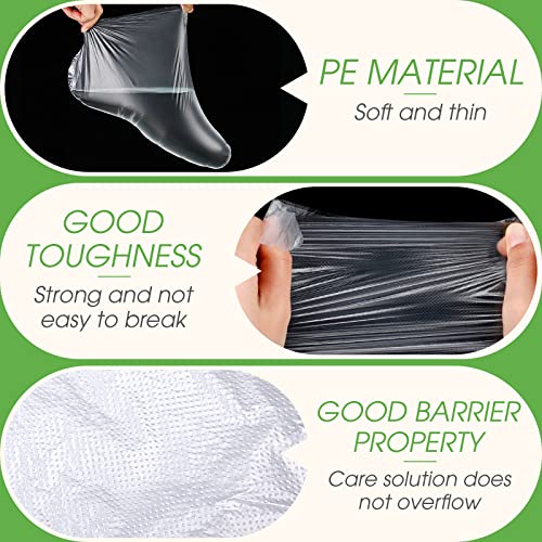 1500 Pcs Disposable Plastic Foot Covers for Feet Paraffin Bath Liners for Foot Pedicure Moisturizing Socks Spa Feet Care Hot Wax Therapy Booties Bags Covers with Stickers for Snug Closure
