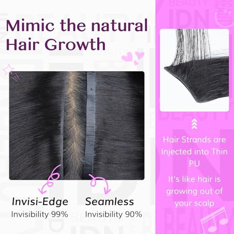 IDN BEAUTY 5+2 Invisi Edge Seamless Clip in Hair Extensions Human Hair, Body Wave Balayage Natural Black to Brown 14 Inch 100g 5pcs Invisible Edge & 2pcs Seamless Clip ins for Black Women No Leave Out