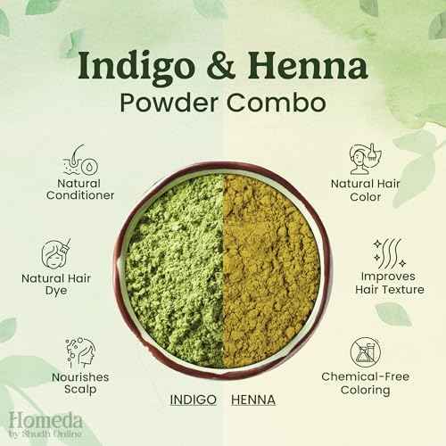 Indigo Powder Organic and Black Henna Powder for Hair Combo (7oz - 3.5oz each) - Natural Henna Indigo For Hair Dye - Black Hair Color (200g)