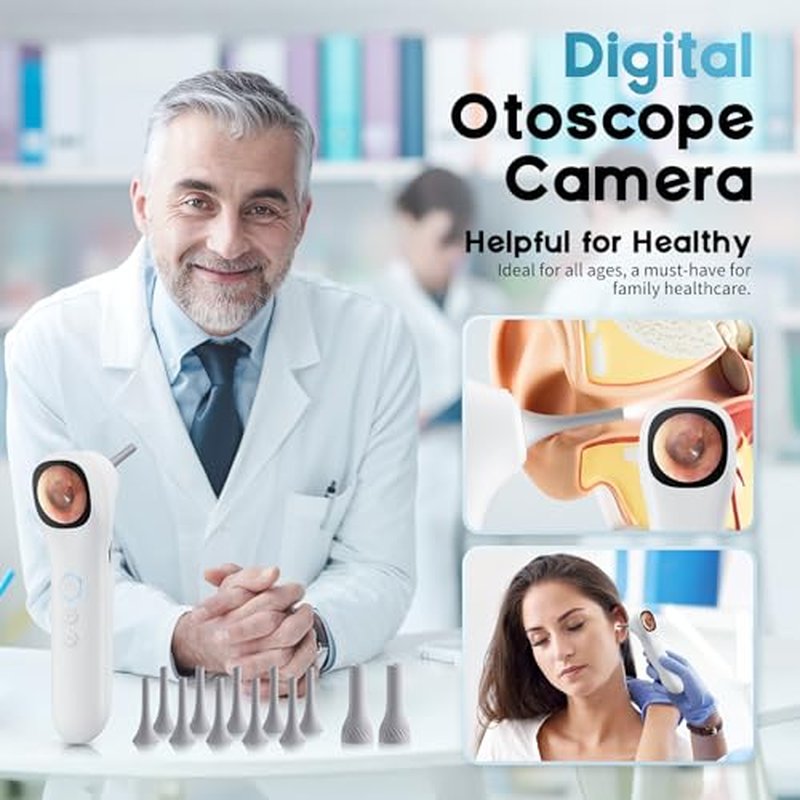 Otoscope Ear Camera with 1.21¡± Screen, 1080P HD Ear Scope with 4 LED Lights, Otoscope Camera for Adults Kids and Pets, Support Photo & Video, Type-C Charging with Computers, Baby Essentials