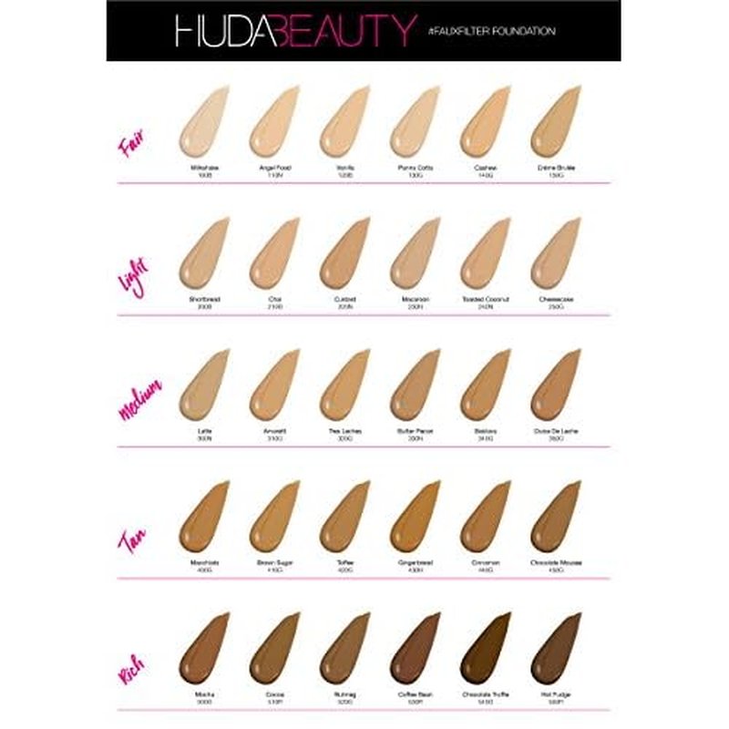 Huda Beauty Faux Filter Foundation in Gingerbread 430N #FauxFilter - Tan skin tones with neutral undertones