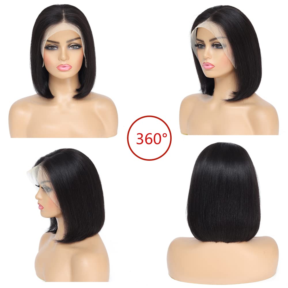 Short Bob Wig - 13x4 Frontal Human Hair Wigs for Black Women | 180% Density, Pre-Plucked, 10 Inch