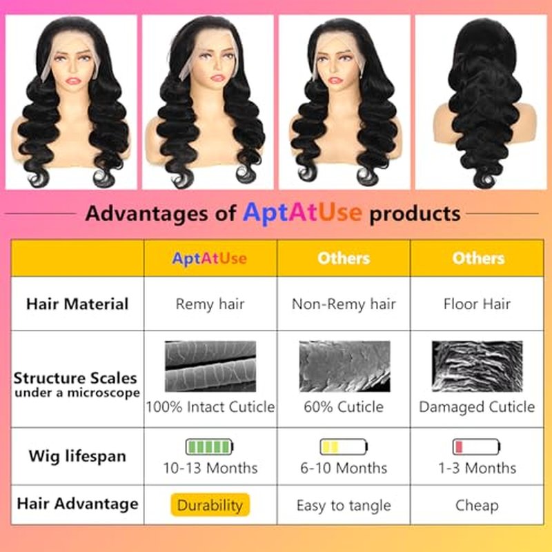 28inch 13x4 Lace Front Wigs Human Hair 180 Density Body Wave Lace Front Wigs Human Hair Pre Plucked 12A Glueless Wigs for Women HD Lace Frontal Wigs Natural Color