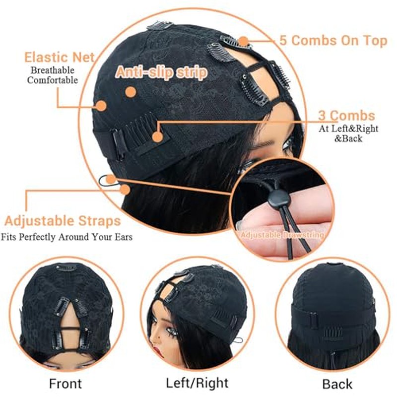 V Part Human Hair Wig Kinky Straight V Part Wig Human Hair for Black Women 18 Inch Glueless Wigs Clip Upgrade Natural Beginner Friendly Middle Part 200% Density