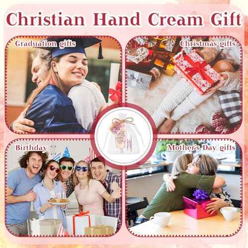 24 Sets Christian Hand Cream and Lip Balm Gift Set Christmas Christian Gift for Women Travel Size Hand Lotion Bible Verse Lip Balm Bulk for Baby Bridal Shower Mom Holiday Gift (Lovely)