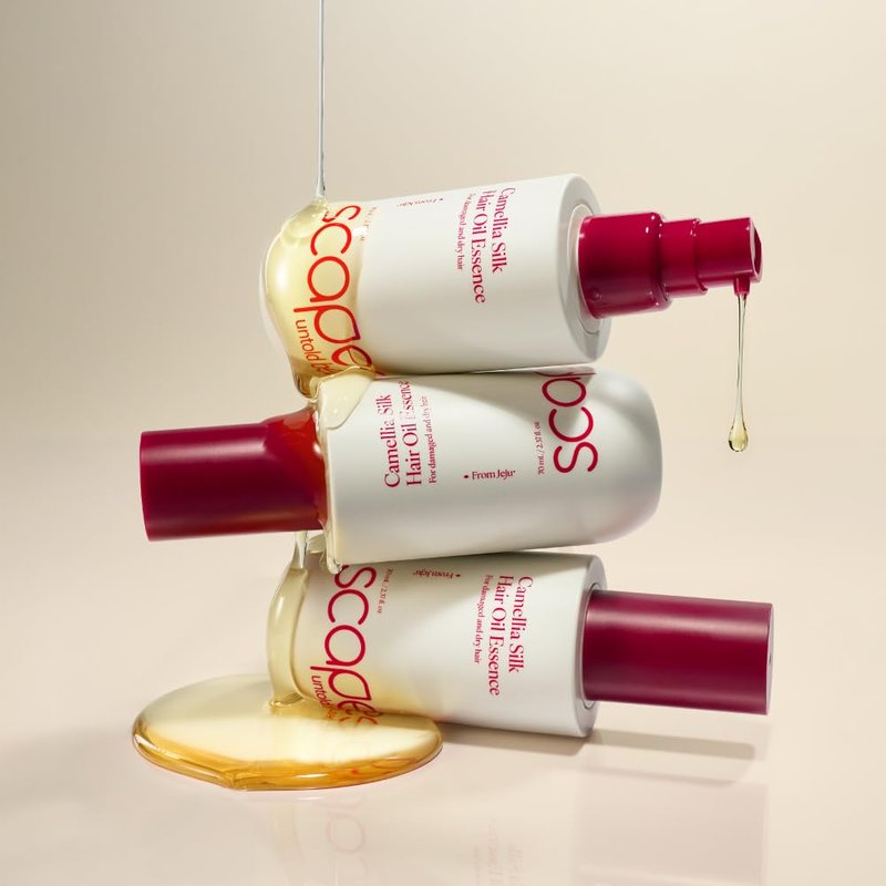 SCAPES UNTOLD BEAUTY Camellia Silk Oil Essence Leave-In Hair Serum for Dry Frizzy Damaged Hair Lightweight Non-Sticky Smooth Shine with Hydrolyzed Keratin 2.37 Fl Oz/70 mL