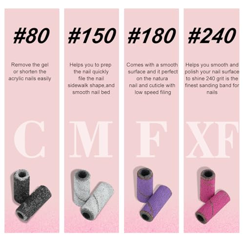 100 Pcs 3mm Professional Small Sanding Bands & 2Pcs Small Mandrel Bit Set for Nail Drill,240# Upgrade Design 3mm Nail File for Manicures and Pedicure with Stainless Steel Shaft
