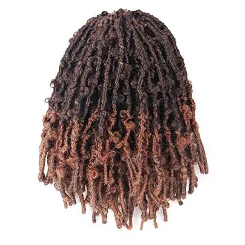 Toyotress Butterfly Locs Crochet Hair - 12 inch 6 Pcs Ombre Brown Pre-twisted Distressed Crochet Braids, Short Bob Faux Locs Pre-looped Synthetic Braiding Hair Extensions (12 Inch, T30-6P)