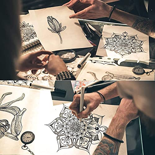 Tattoo Practice Skins with Transfer Paper - 30Pcs Tattoo Fake Skin and Stencil Paper Kit Including 10Pcs Blank Tattoo Skin Practice 8¡¿6in and 20Pcs Thermal Stencil Transfer Paper A4 Size 4 Layers