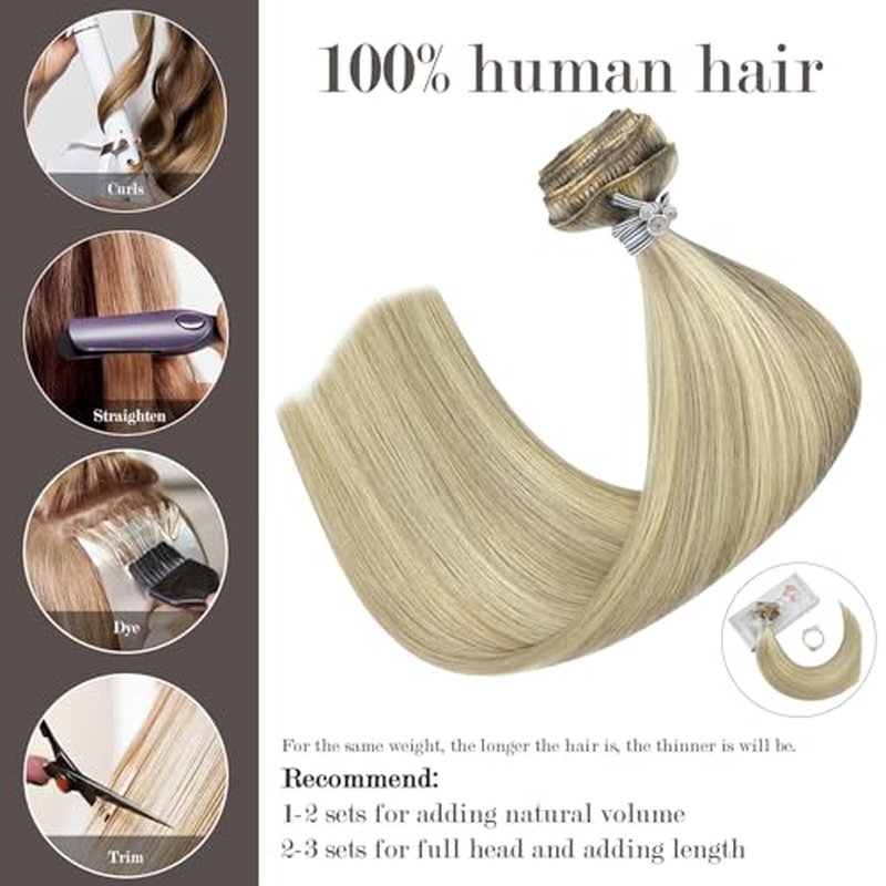 Honsoo Balayage Hair Extensions Real Human Hair Mixed Bleach Blonde 20in 100g 7pcs Clip In Hair Extensions Long Natural Straight Hair Like Your Own Hair