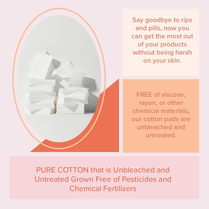 White Rabbit – Naked Cotton Classic – Premium 100% Cotton Pads for Toner Use, Makeup Remover, and Masks | Unbleached, Lint-Free, Extra Soft | Korean Skin Care Product (500 Count)
