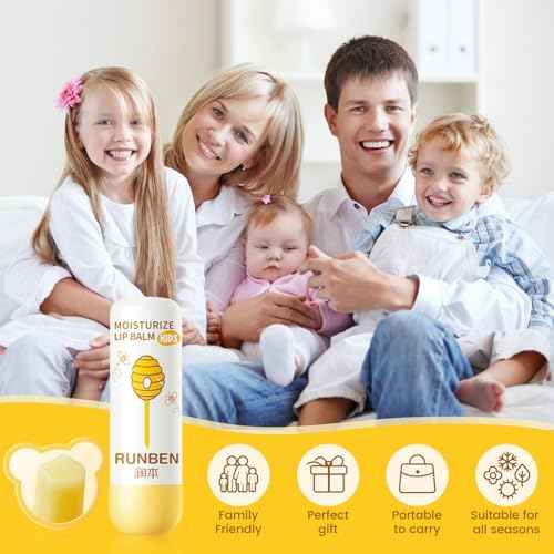 RUNBEN 3 Pack Kids Lip Balm Set Moisturize Baby Lip Balm Toddler Chapped Lips, 24H Deep Moisturizing, Non-toxic & Safe Lips Care