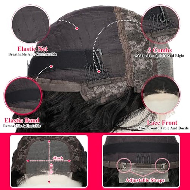SOSATISFY Deep Wave Lace Front Wigs Human Hair 4x4 HD Transparent Lace Closure Wigs Glueless 180% Density Human Hair Wigs for Black Women Pre Plucked with Baby Hair (22 inch)