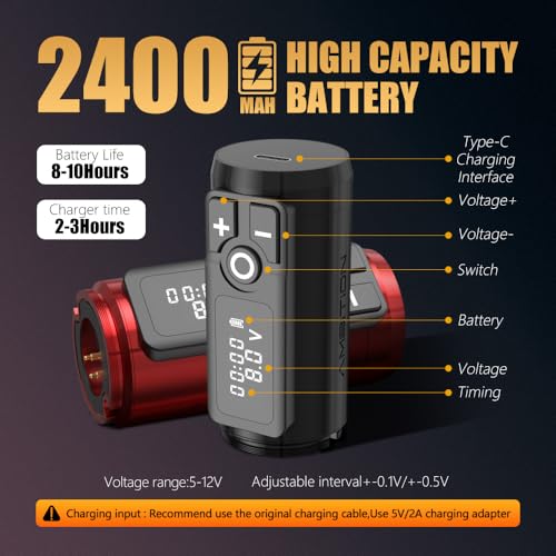 Kiss of Dragon Rotary Tattoo Gun - Cordless Tattoo Machine Cartridge Pen 2400mAh Battery