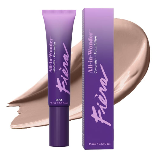 Fièra All-In-Wonder™ Concealer + Foundation – Full-Coverage, Crease-Proof, Hydrating Formula for Mature Skin, Blurs Fine Lines & Dark Circles, Radiant Second-Skin Finish – Beige, 0.5 FL. OZ. / 15 ML