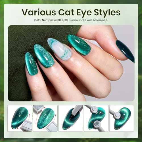 beetles Gel Polish Christmas Green Gel Nail Polish Set 6 Colors Cat Eye Jelly Glitter for Salon Manicure Nail Art DIY at Home UV LED Needed Gifts for Women Girls Enchanted Forest