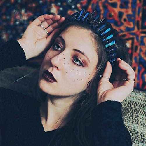 Raw Crystal Quartz Crown Headband - HAIMEIKANG Handmade Tiara Natural Stone Headband for Woman Wedding and Parties (Black2)