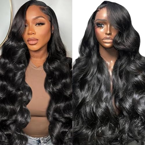 28 Inch 13x6 Lace Front Wigs Human Hair Pre Plucked Body Wave HD Lace Front Wigs 230% Density Frontal Glueless Wigs with Baby Hair