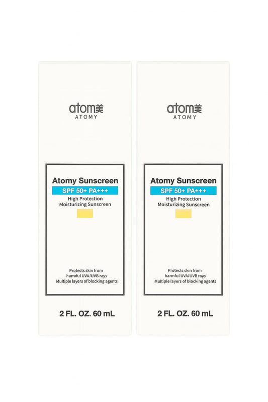 A.t.o.m.y Sunscreen SPF 50+ PA+++, High Protection Moisturizing, 2 FL OZ, UVA/UVB Protection Beige 2ea