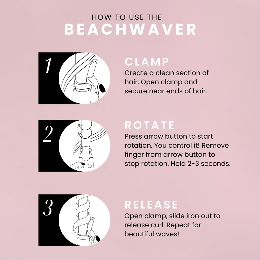 The Beachwaver Co. S1.25 Rotating Curling Iron - Classic Catwalk | Automatic 1 1/4-Inch Ceramic Curling Iron - Larger Barrel Size for Medium-to-Long Hair! | Auto-Shut Off, Home Button, Travel-Friendly