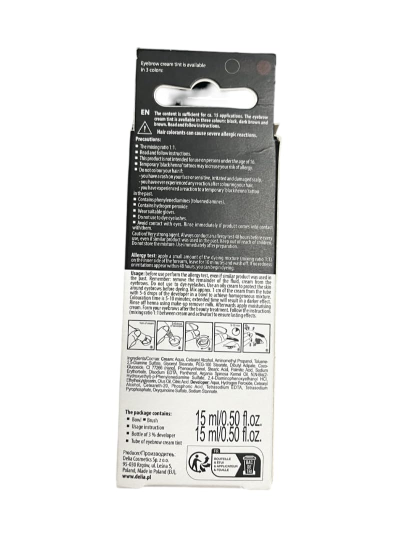 DELIA HENNA/COLOR CREAM EYEBROW PROFESSIONAL TINT KIT SET Black