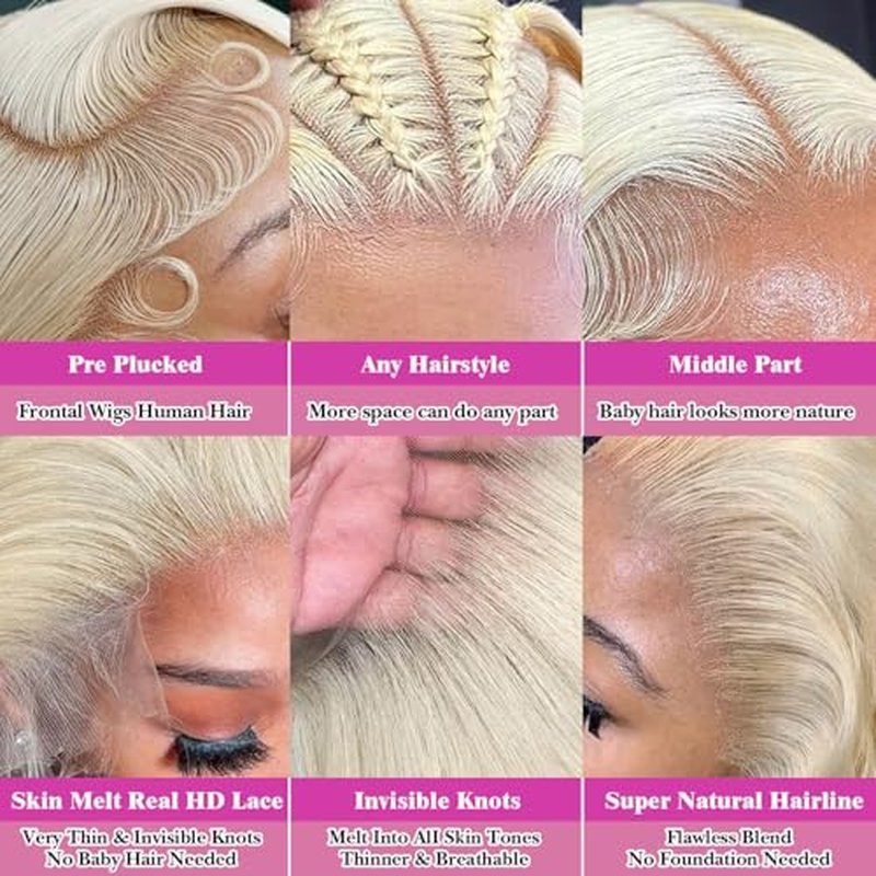 613 Lace Front Wig Human Hair Blonde Wig Human Hair 13x6 Transparent Lace Front Wigs 20 Inch 200 Density 613 HD Lace Frontal Wigs Pre Plucked with Baby hair
