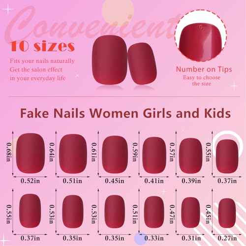 AddFavor 576pcs Short Press on Nails Full Cover Matte Fake Nails Solid Colors Acrylic Artificial False Nail Tips for Women Girls Nail Art Manicure
