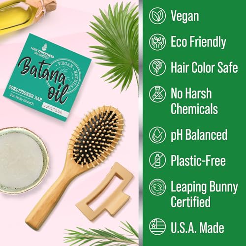 Batana Oil for Hair Growth Conditioner Bar. Eco Friendly, Vegan, Color Safe, pH Balanced. Solid Conditioner Bar Equal To 3 Liquid Bottles. Zero Plastic, USA Made, Strengthening & Dry Hair Relief