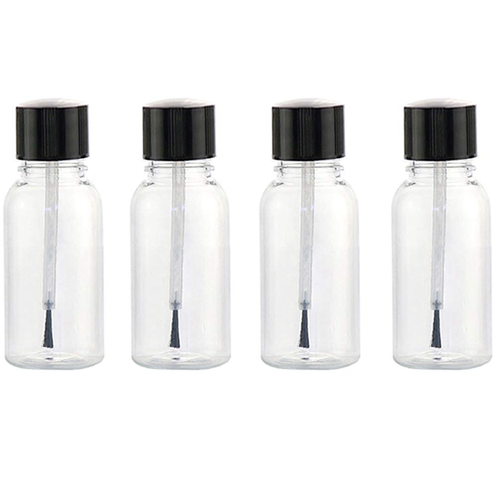 4 Pcs 20ml Empty Refillable Nail Polish Bottles Transparent Glass Nail Varnish Bottles Containers with Brush Cap for Nail Art (20 ml)