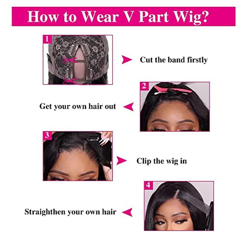 Highlight Ombre V Part Wigs Human Hair Straight Brazilian Virgin Human Hair Wigs Balayage Blonde Upgrade U Part Wigs 180% Density Glueless Full Head Clip In Half Wig 18inch #FB30
