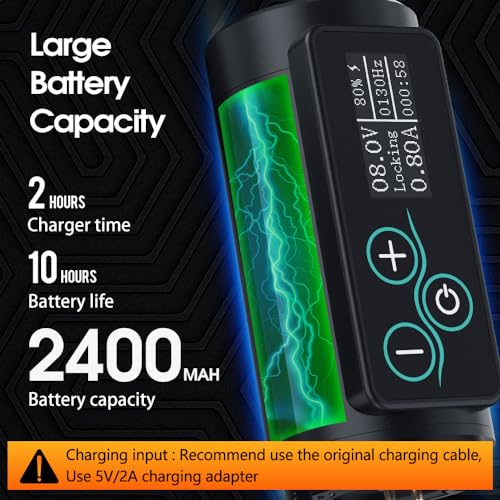 Ambition Vibe Tattoo Machine - Rotary Cartridge Battery Pen with 2400mAh Touch Buttons LED Digital Display Wireless Power Brushless Motor Tattoo Equipment Supply for Professional Artists and Beginners