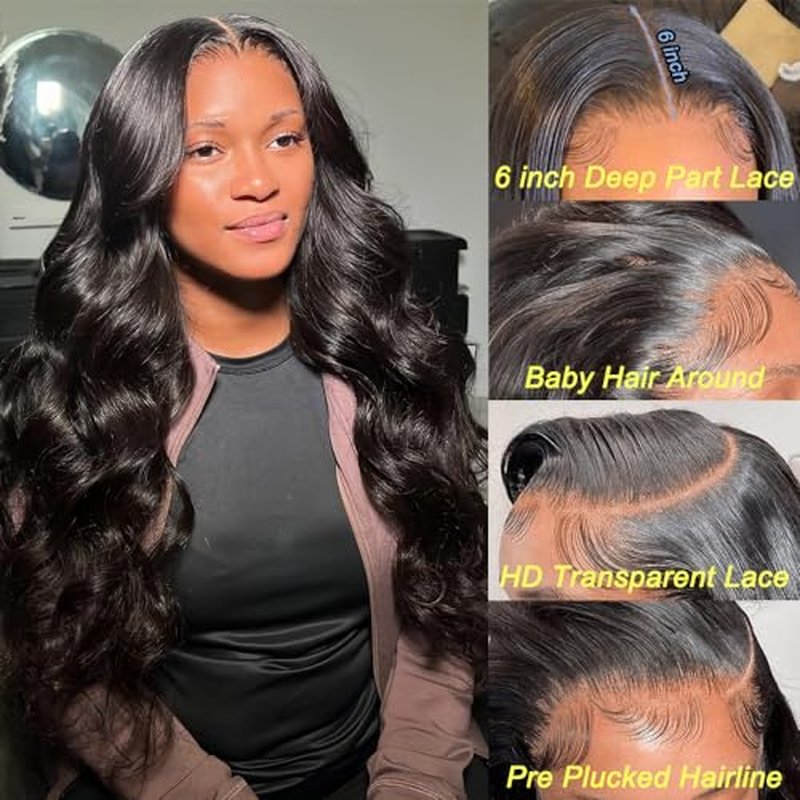 Body Wave Lace Front Wigs Human Hair Pre Plucked 13x6 HD Lace Frontal Wigs Human Hair 180 Density Natural Black Wigs for Women Human Hair Lace Front Wig Transparent Glueless Wigs 30 Inch