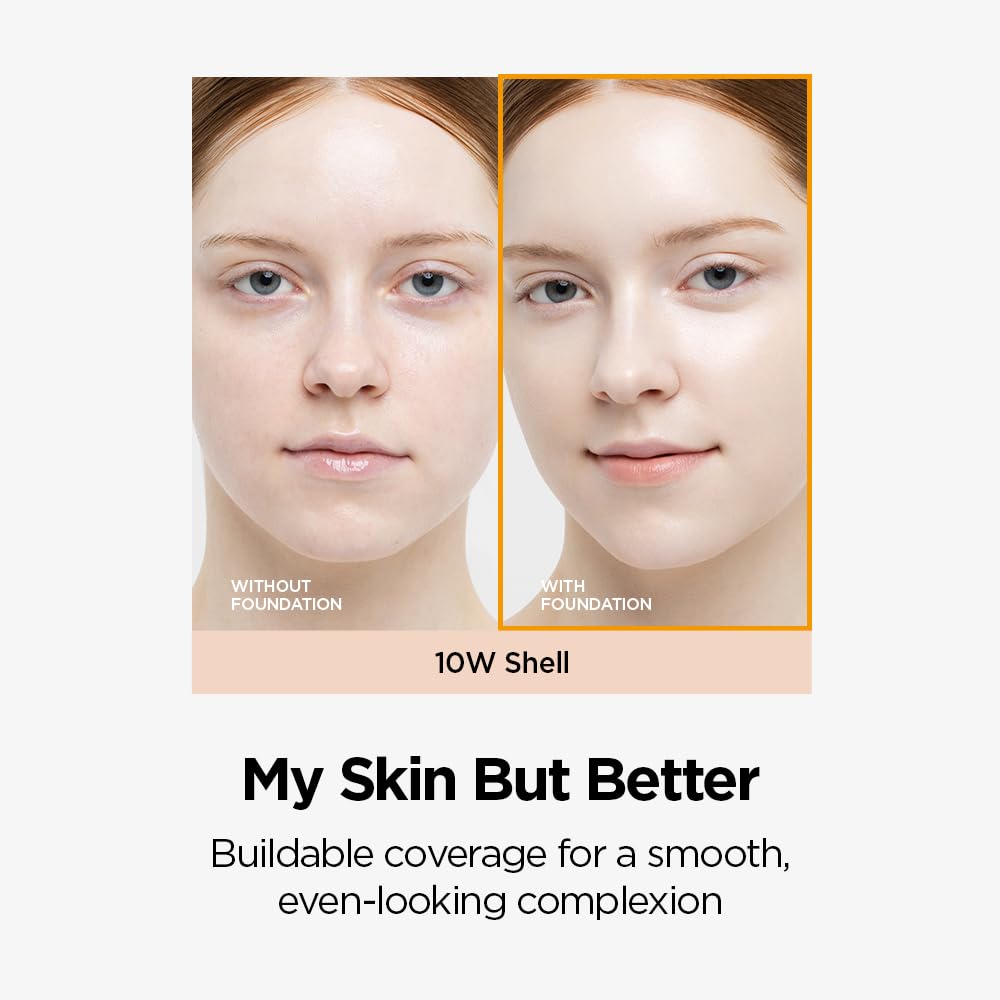 JUNG SAEM MOOL Essential Skin Nuder Cushion | Natural Finish, Buildable Coverage Cushion Foundation by Korean Makeup Artist (Refill Not Included, 0.49 Fl Oz), 21W Medium