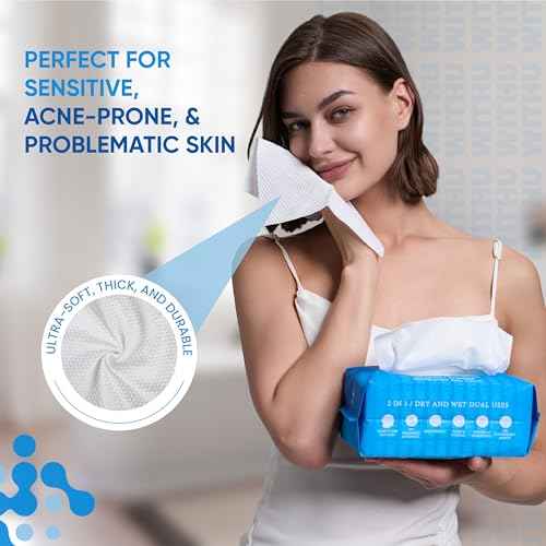 WITHU Disposable Face Towels, Ultra Soft, Biodegradable Makeup Remover Wipes, Hypoallergenic & Lint-Free Towelettes for Facial Cleansing, Multi-Use Dry Washcloths for All Skin Types/Family 240 Ct