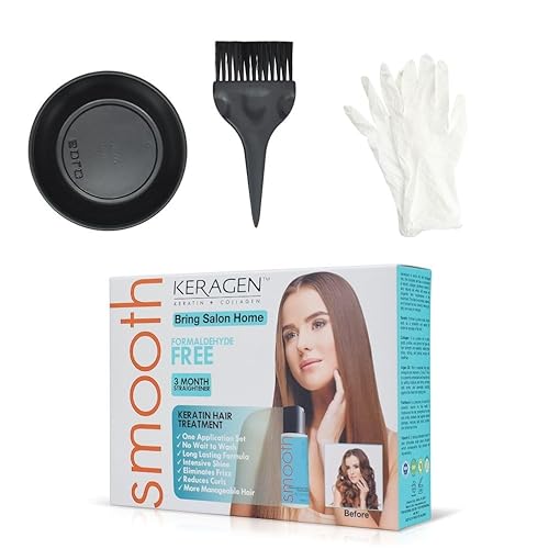 Keragen Brazilian Keratin Smoothing Treatment - Formaldehyde-Free Express Home Blowout Kit - Straightens & Smooths Frizz - Includes 2 Oz Treatment, Clarifying Shampoo & Aftercare Samples