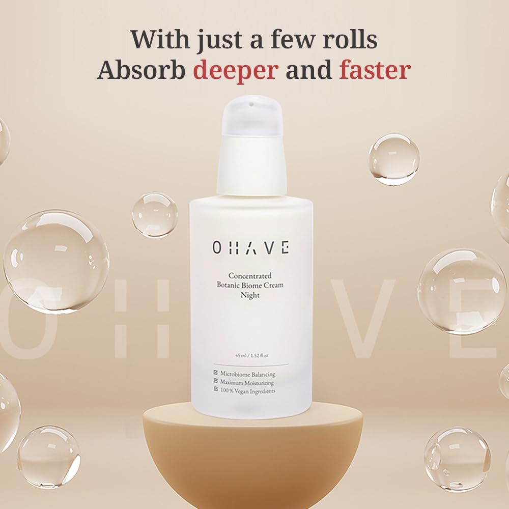 ZIOSTAND OHAVE Night Cream – Hydrating Korean Moisturizer for Instant Hydration & Overnight Skin Comfort – Gentle Face Cream for Women with Botanical Ingredients, 45ml
