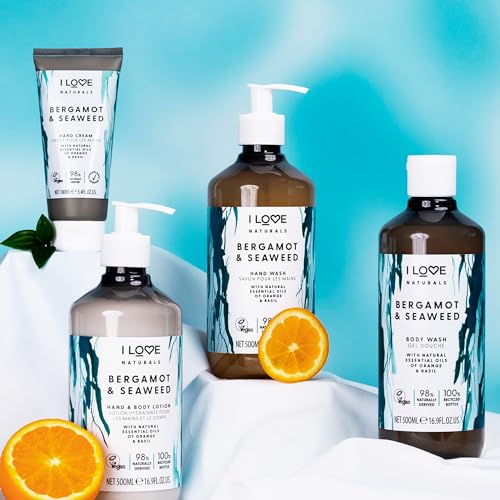 I Love Naturals Bergamot and Seaweed Hand and Body Lotion - Moisturizing Lotion for Dry Skin - Coconut Oil and Shea Butter Lotion - 16.9 oz