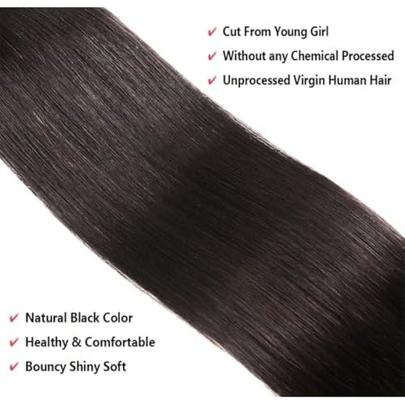 10A Straight Hair Bundles Brazilian 22 24 26 Inch 100% Unprocessed Virgin Hair Straight Weave Bundles Human Hair 3 Bundles Deals for Woman
