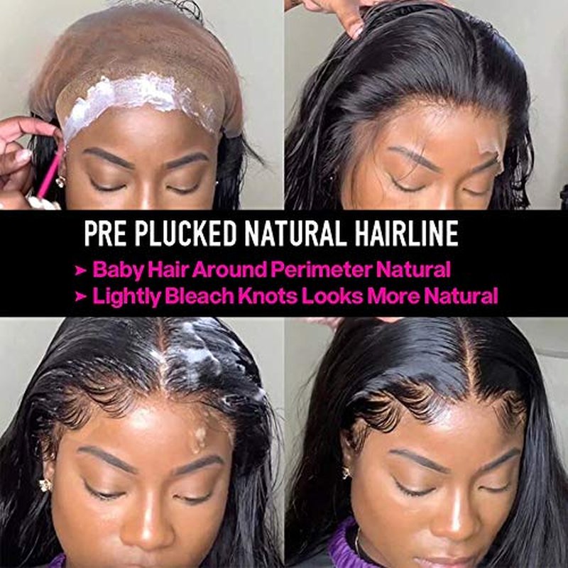Wingirl 13¡¿5 Lace Front Human Hair Wigs for Women 12A HD Transparent Body Wave Lace Front Wigs Human Hair Pre Plucked Bleached Knots (18 Inch (Pack of 1), 220% 1B# Color)