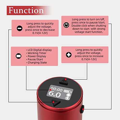 ATOMUS Tattoo Pen Machine Kit with Cordless Tattoo Power Supply Silicone Tattoo Machine Holder 3RL Cartridge Needles 1300mAh RCA Connector LCD Digital Rechargeable Power Supply Set