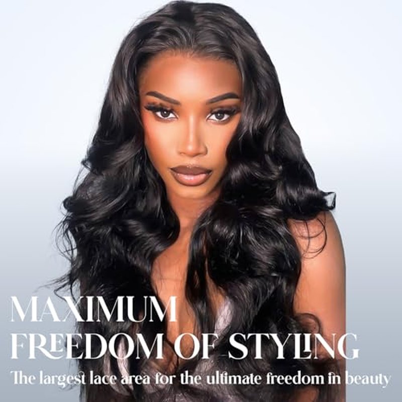 24 inch Body Wave Lace Front Wigs Human Hair 200% Density Pull Go 13x6 HD Transparent Glueless Human Hair Wig for Women Pre Plucked Pre Cut Bleached Knots with Baby Hair