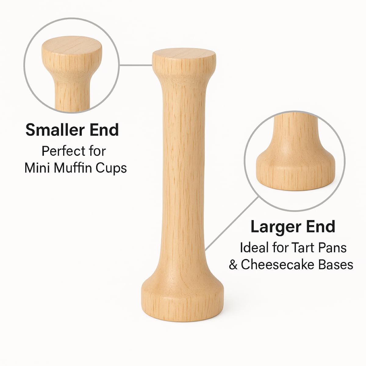 Mrs. Anderson’s Baking Dual-Sided Pastry Dough Tart Tamper, Hardwood, 6-Inches